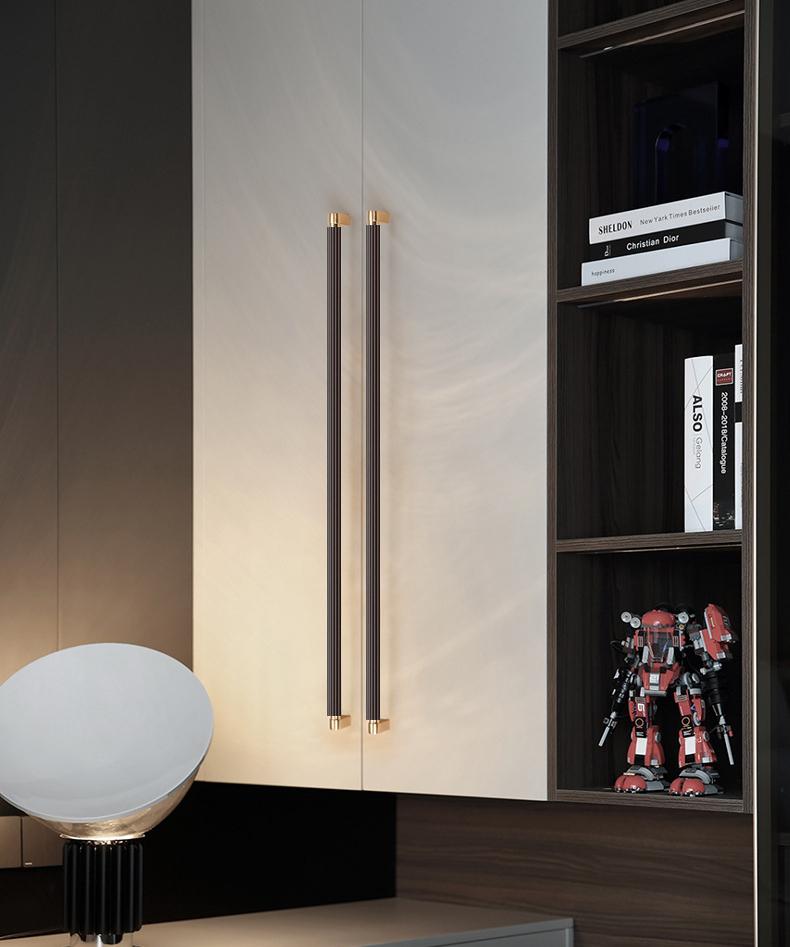 Modern Minimalist Metal Cabinet Handles Scandinavian Wood Metal Drawer Pulls Gold Silver Brown Closet Dresser Kitchen Furniture Hardware