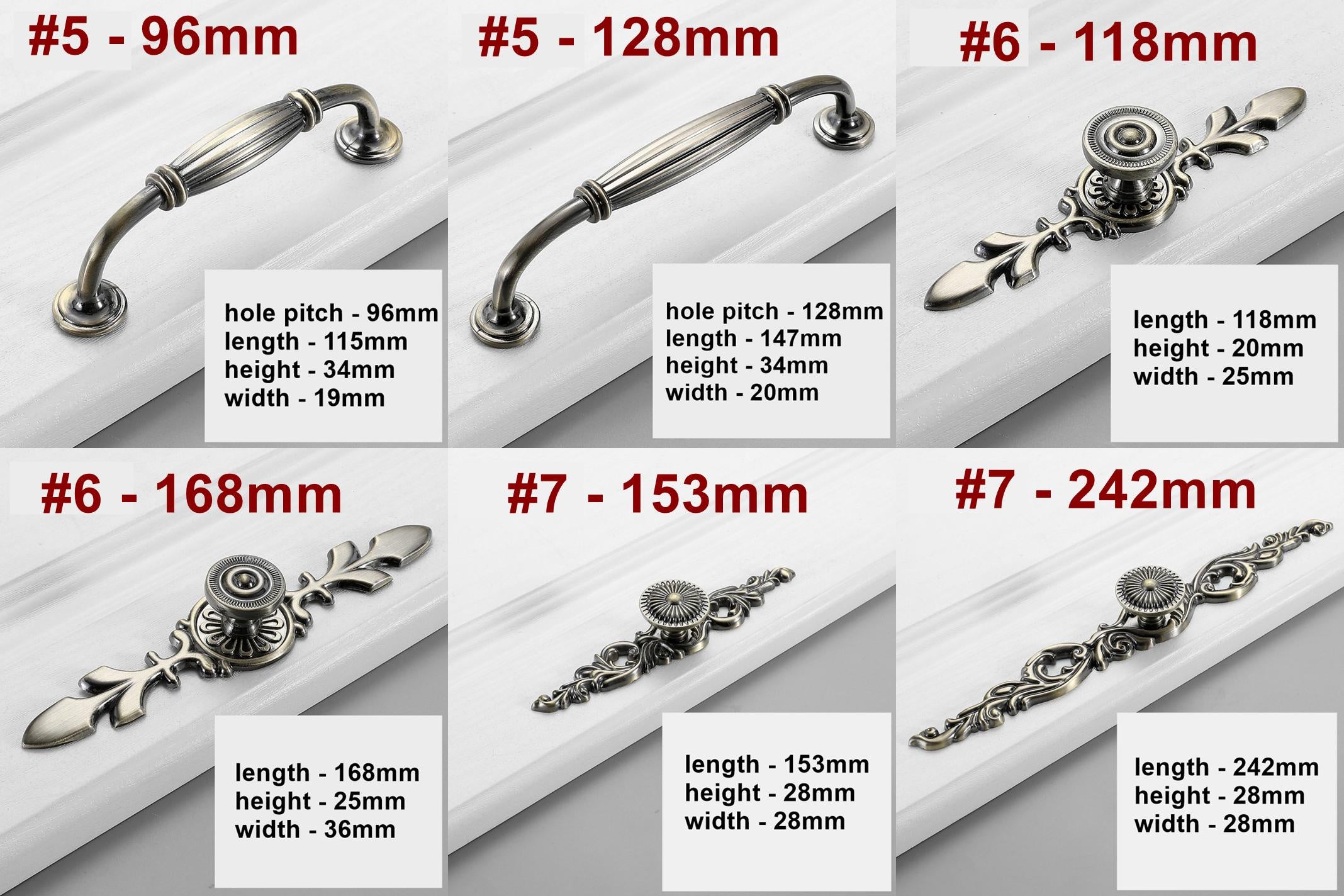 Vintage Bronze Metal Cabinet Handles Classic Art Deco Drawer Pulls Knobs Furniture Hardware Decorative Closet Dresser Door Handles