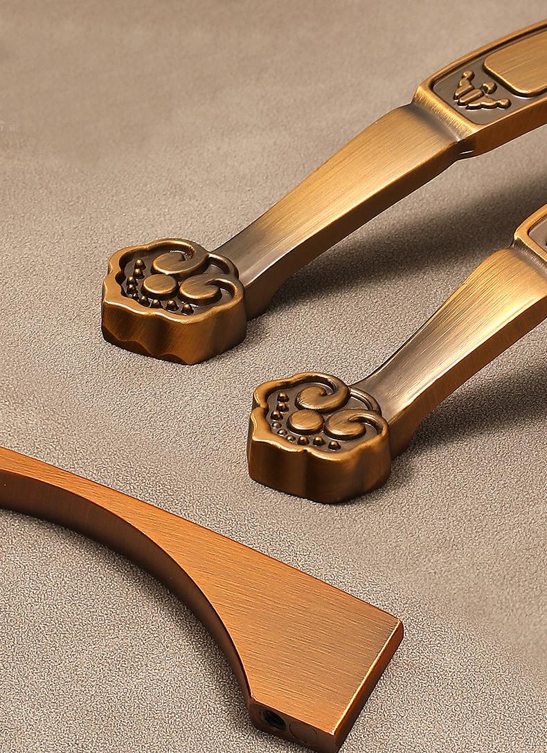 Oriental Antique Metal Cabinet Handles Minimalist Asian Style Drawer Pulls Bronze Dresser Knobs Traditional Engraved Closet Door Hardware
