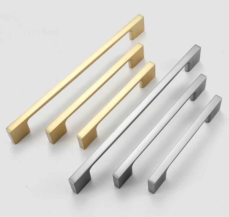 Modern Minimalist Metal Cabinet Handles Matte Gold Silver Drawer Pulls Sleek Alloy Furniture Hardware Contemporary Kitchen Closet Door Knobs