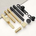 Alloy Geometric Cabinet Pulls & Knobs - Matte Gold Finish Hardware - #1 Black / 1pc