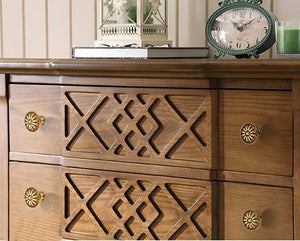 Alloy Floral Cabinet Pulls & Knobs - Black Finish for Wardrobes - #7 / 1pc