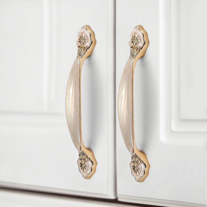 Alloy Floral Cabinet Pulls & Knobs - Gold Finish Furniture Hardware - #5 / 1pc
