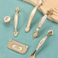 Alloy Floral Cabinet Pulls & Knobs - Gold Finish Furniture Hardware - #1 / 1pc