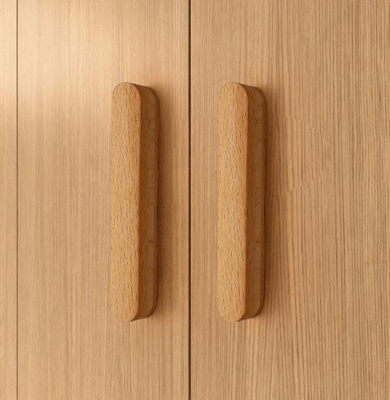 Natural Wood Cabinet Drawer Handles Scandinavian Minimalist Beech Walnut Furniture Pulls Modern Closet Cupboard Door Knobs Handle