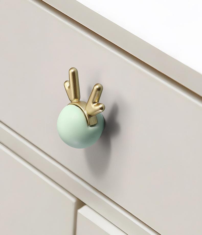 Cute Animal Ears Ceramic Metal Cabinet Knobs Kids Room Modern Pastel Drawer Pulls Accents Playful Decorative Furniture Handles Dressers