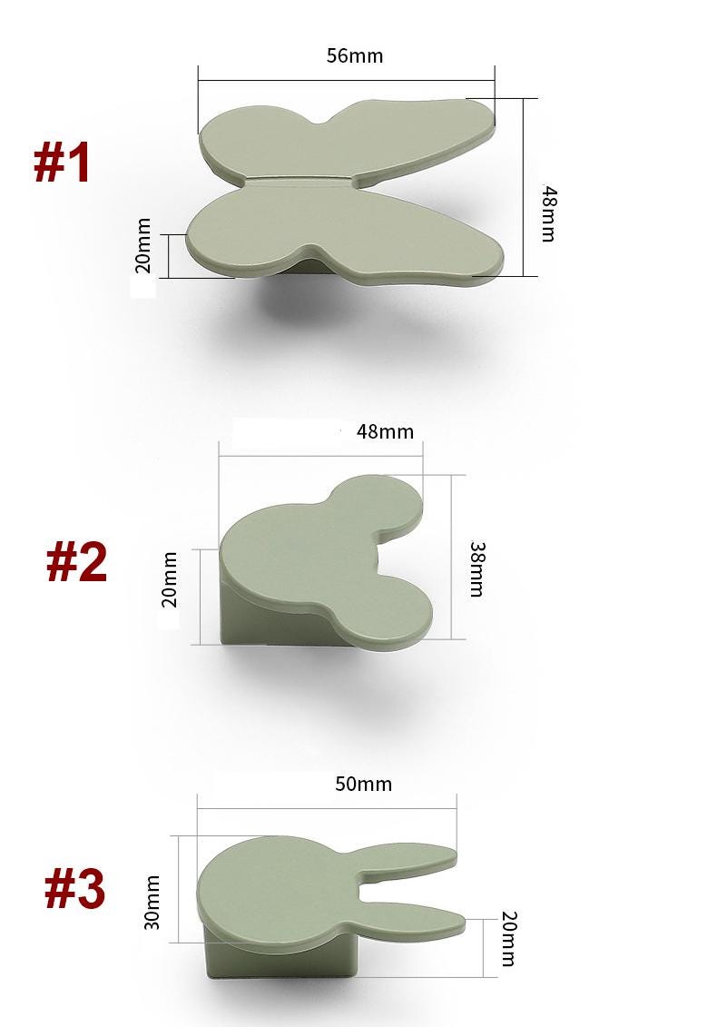 Colorful Scandinavian Kids Room Animal Metal Drawer Pulls Cute Pastel Bunny Butterfly Handles Nursery Furniture Cabinets Dressers Closets