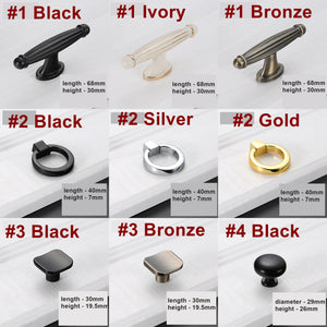 Alloy Square Cabinet Ring Pulls - Matte Gold Finish for Wardrobes - #1 Ivory / 1pc