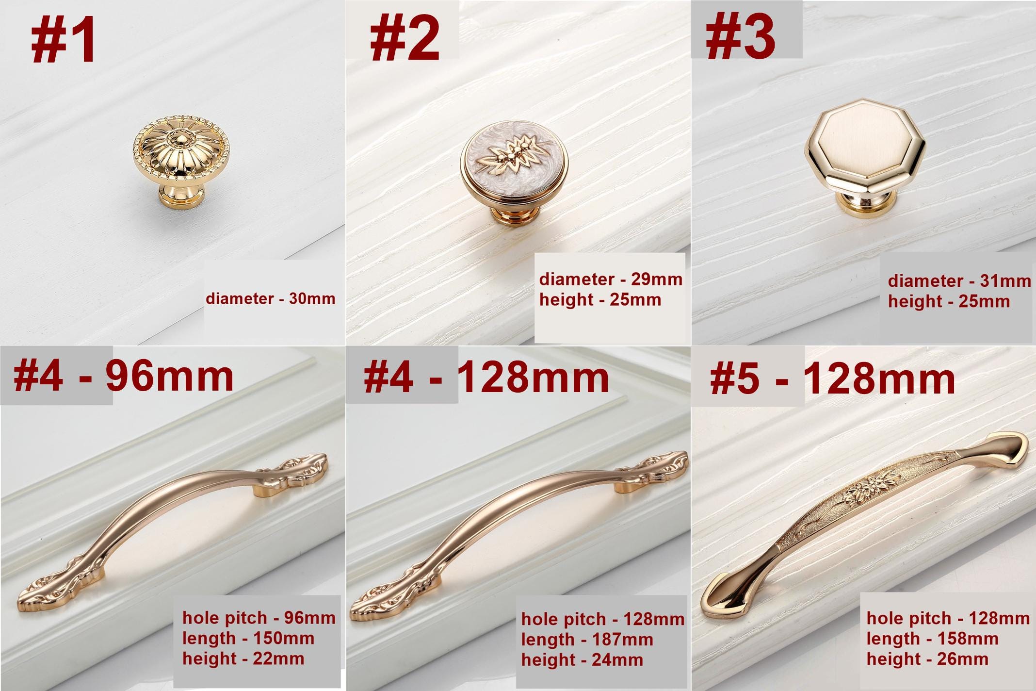 Luxury Classic Metal Cabinet Handles Gold Drawer Knobs Pulls Ornate Patterns Pearl Inlay Dressers Wardrobes Buffets Furniture