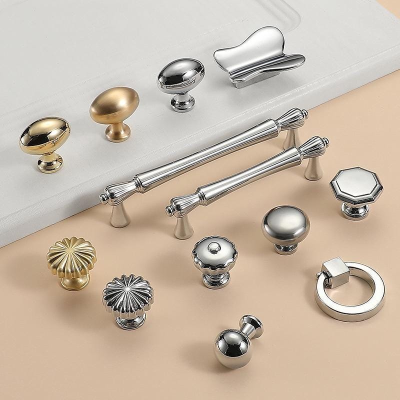 Modern Classic Metal Cabinet Knobs Chrome Gold Drawer Pulls Furniture Door Handles Kitchen Closet Cupboard Dresser Wardrobe Hardware