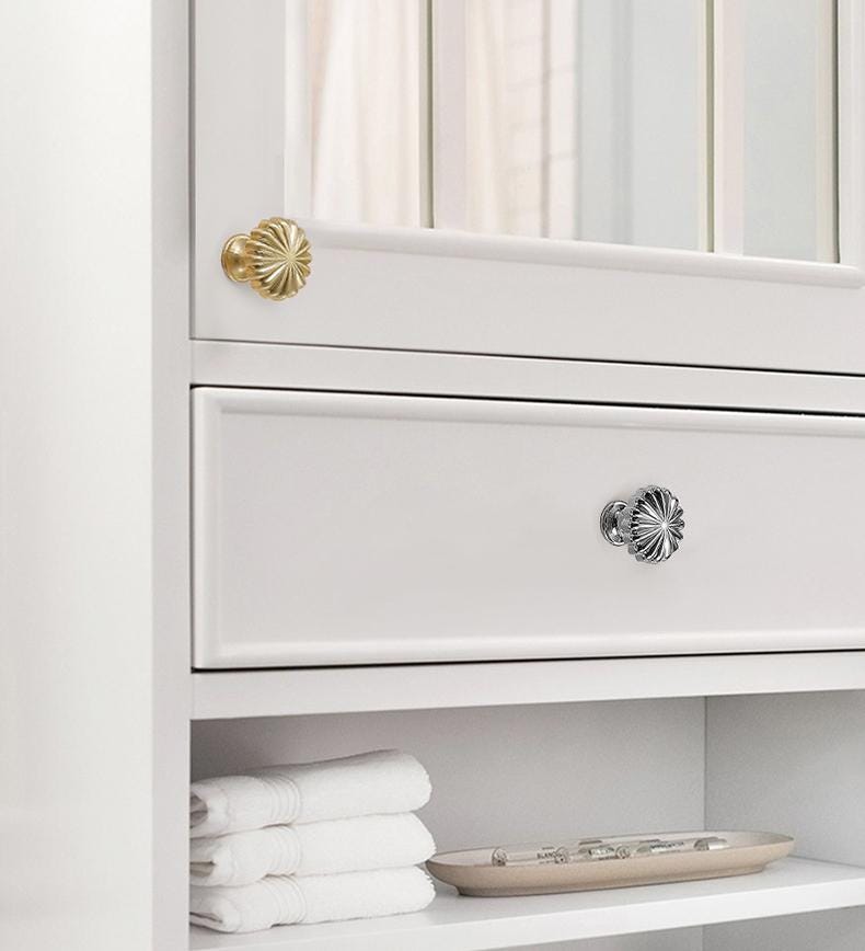 Alloy Vintage Cabinet Pulls & Knobs - Chrome Finish for Wardrobes - #8 Silver / 1pc