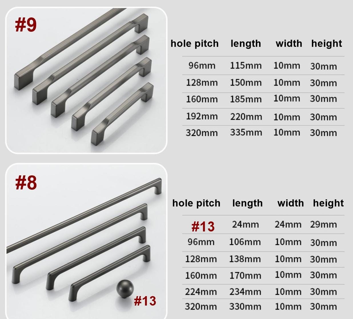 Alloy Geometric Cabinet Pulls & Knobs - Modern Furniture Hardware - #3 - 96mm / 1pc