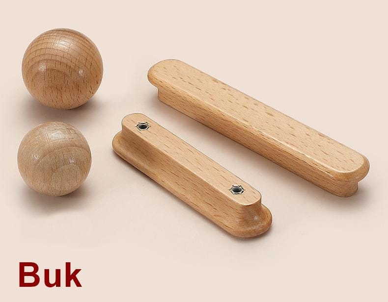 Wood Round Cabinet Pulls & Knobs - Rustic for Cabinets & Drawers - Buk - 64mm / 1pc