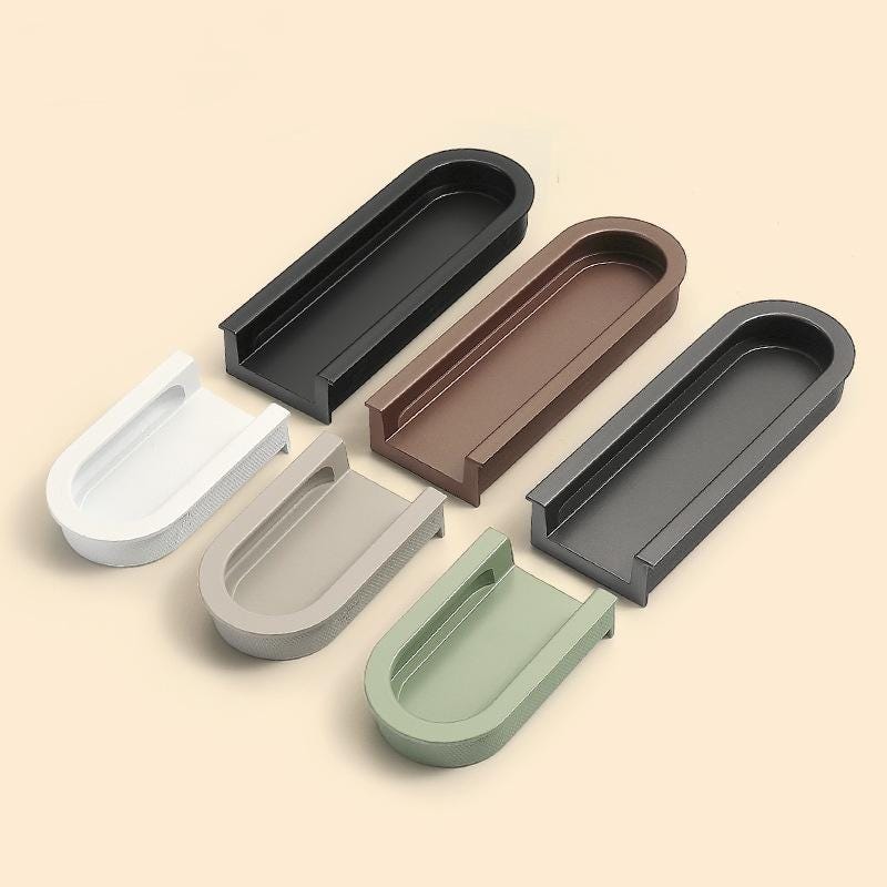 Modern Minimalist Metal U Shaped Cabinet Drawer Pulls Handles In Matte Black White Gray Green Brown Beige For Kitchen Wardrobe Furniture