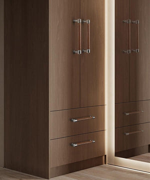 Wood Cabinet Pulls & Knobs - Black Finish for Cabinets & Drawers - #3 - 48mm Walnut / 1pc