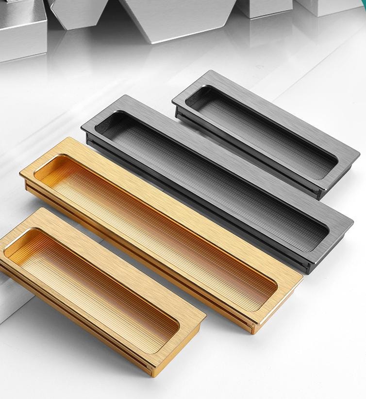 Modern Minimalist Gold Black Recessed Metal Cabinet Pull Handles Luxury Aluminum Alloy Drawer Door Handle Kitchen Wardrobe Furniture Decor