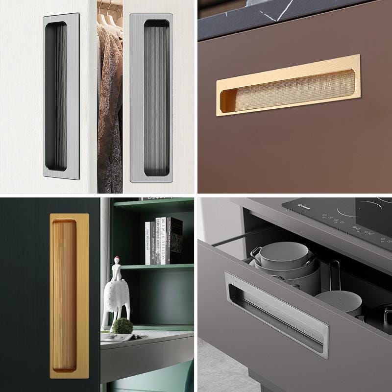 Modern Minimalist Gold Black Recessed Metal Cabinet Pull Handles Luxury Aluminum Alloy Drawer Door Handle Kitchen Wardrobe Furniture Decor