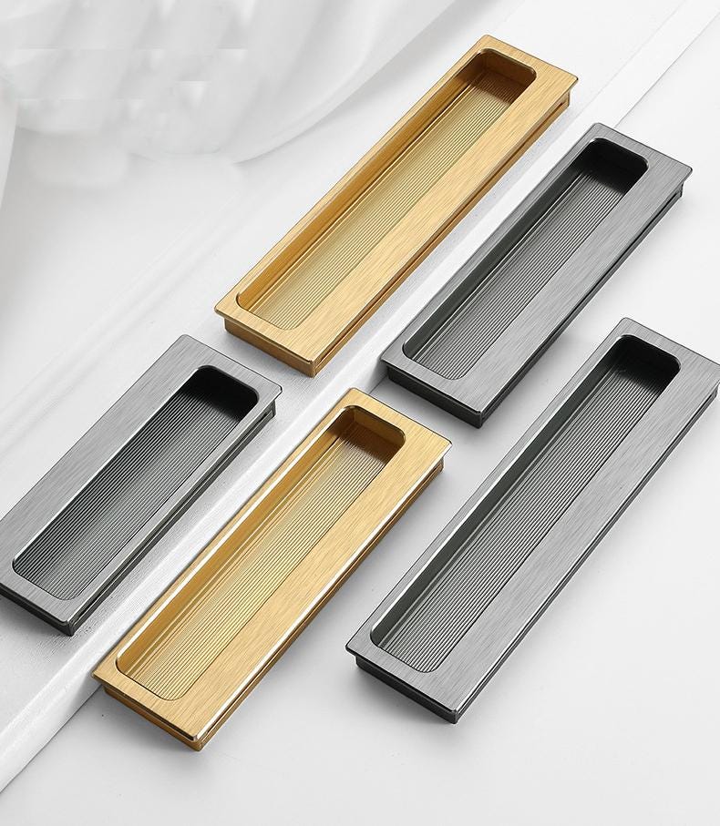 Modern Minimalist Gold Black Recessed Metal Cabinet Pull Handles Luxury Aluminum Alloy Drawer Door Handle Kitchen Wardrobe Furniture Decor