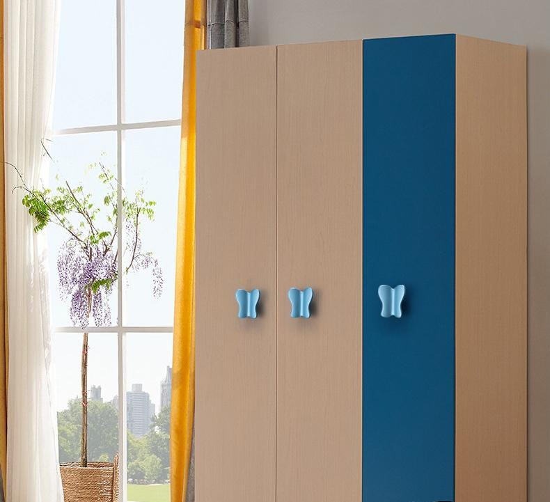 Modern Minimalist Colorful Metal Cabinet Drawer Handles Blue Yellow Furniture Pulls Pop Art Kitchen Closet Door Knobs Contemporary Interior