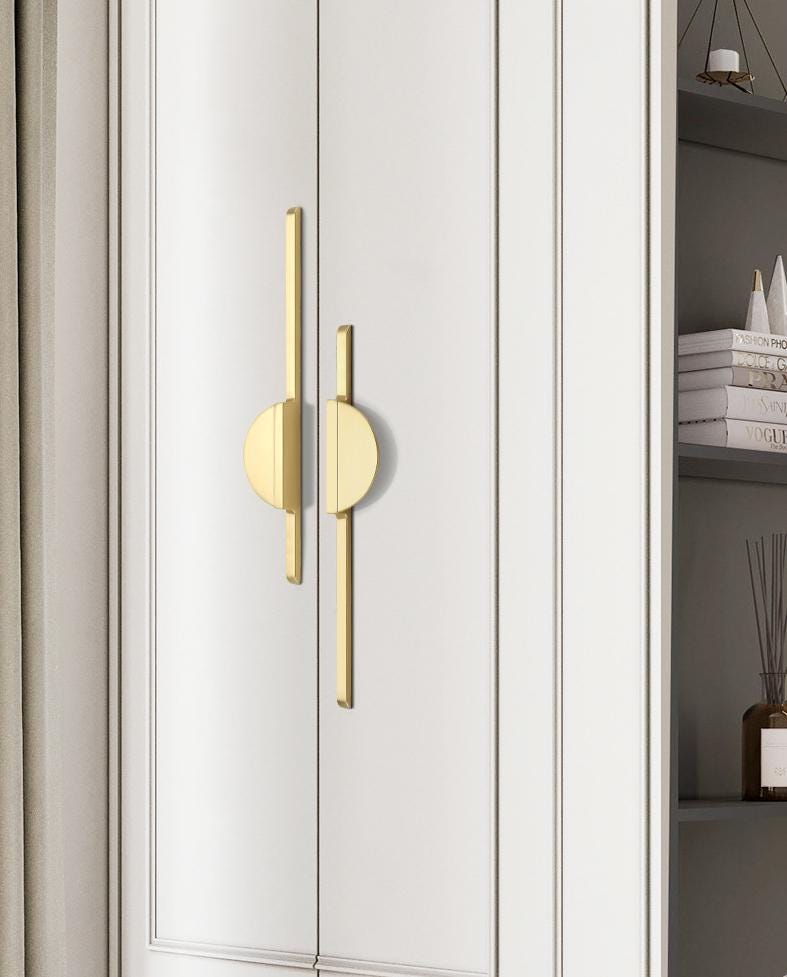 Modern Minimalist Geometric Metal Cabinet Handles Black Gold Semi Circle Drawer Pulls Scandinavian Style Furniture Door Knobs Kitchen Closet