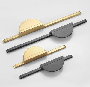 Alloy Geometric Cabinet Pulls & Knobs - Black Finish for Cabinets - 64mm Gold / 1pc