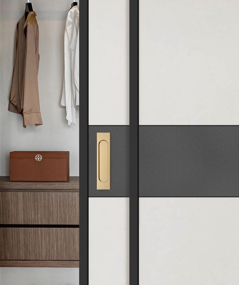 Modern Minimalist Recessed Metal Cabinet Handles Flush Mount Sliding Door Pulls Matte Gold Gray Drawer Hardware Closet Kitchen Furniture