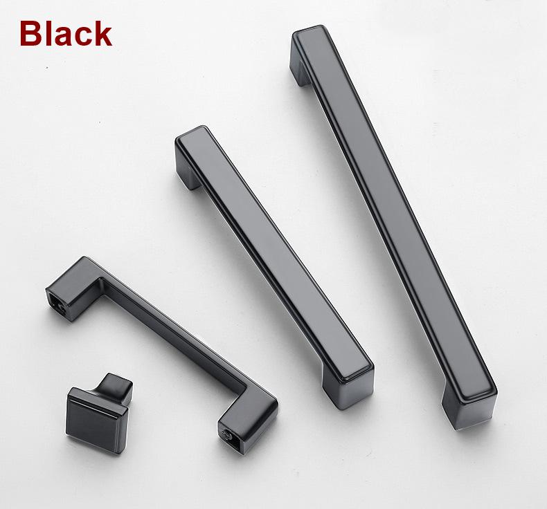 Modern Minimalist Metal Cabinet Handles Square Drawer Pulls Black Gold Silver Zinc Alloy Kitchen Door Knobs Pulls Closet Dresser Furniture