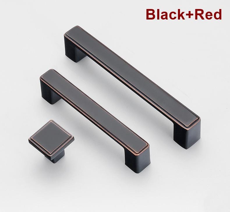 Modern Minimalist Metal Cabinet Handles Square Drawer Pulls Black Gold Silver Zinc Alloy Kitchen Door Knobs Pulls Closet Dresser Furniture