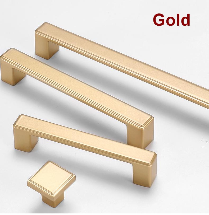 Modern Minimalist Metal Cabinet Handles Square Drawer Pulls Black Gold Silver Zinc Alloy Kitchen Door Knobs Pulls Closet Dresser Furniture