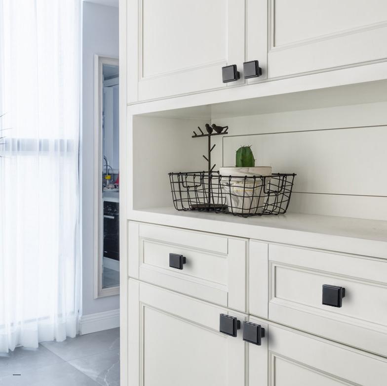 Modern Minimalist Metal Cabinet Handles Square Drawer Pulls Black Gold Silver Zinc Alloy Kitchen Door Knobs Pulls Closet Dresser Furniture