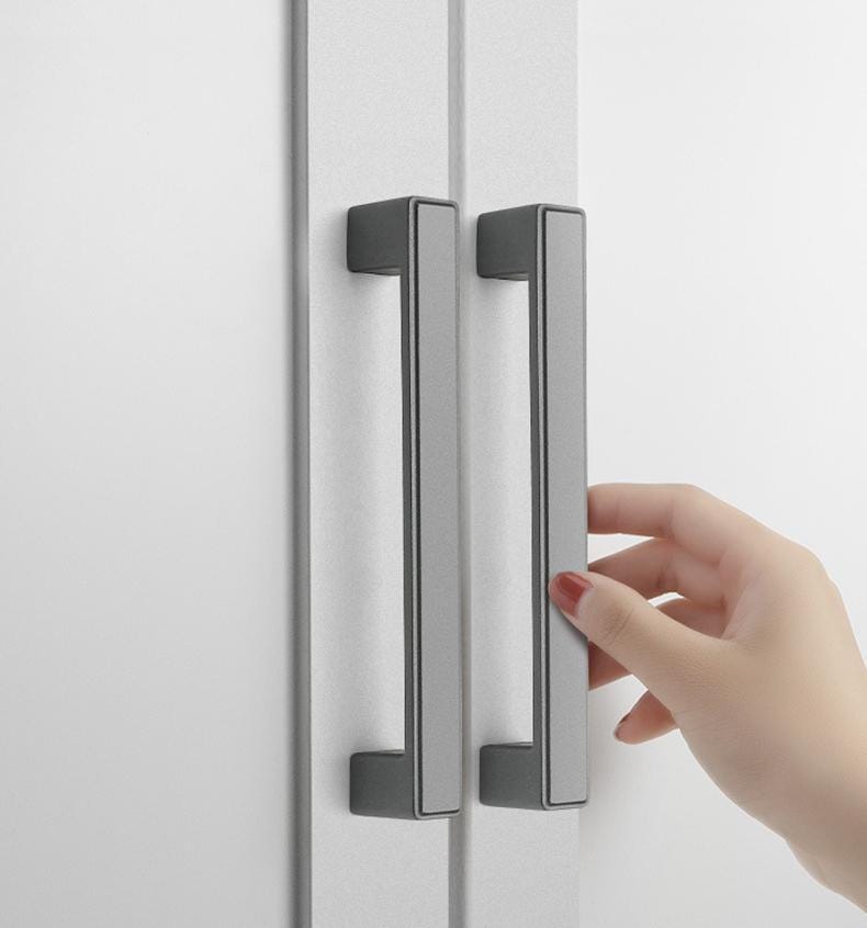Modern Minimalist Metal Cabinet Handles Square Drawer Pulls Black Gold Silver Zinc Alloy Kitchen Door Knobs Pulls Closet Dresser Furniture