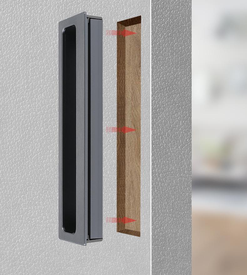Modern Minimalist Recessed Metal Cabinet Pull Handles Graphite Closet Sliding Door Handle Hidden Drawer Handle Flush Mount Furniture