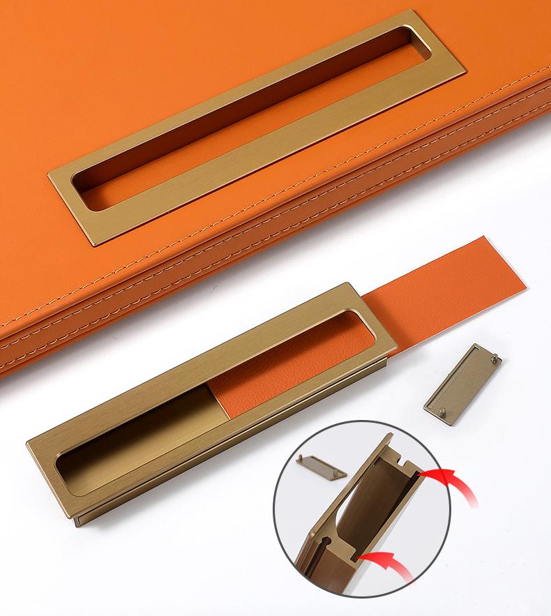 Modern Minimalist Recessed Metal Cabinet Pull Handles Graphite Closet Sliding Door Handle Hidden Drawer Handle Flush Mount Furniture