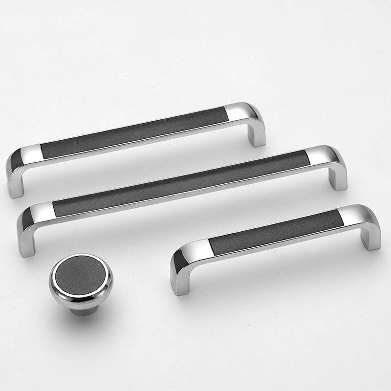 Modern Minimalist Chrome Metal Cabinet Handles Art Deco Drawer Pulls Black White Knobs Luxury Furniture Hardware Kitchen Bathroom Wardrobe
