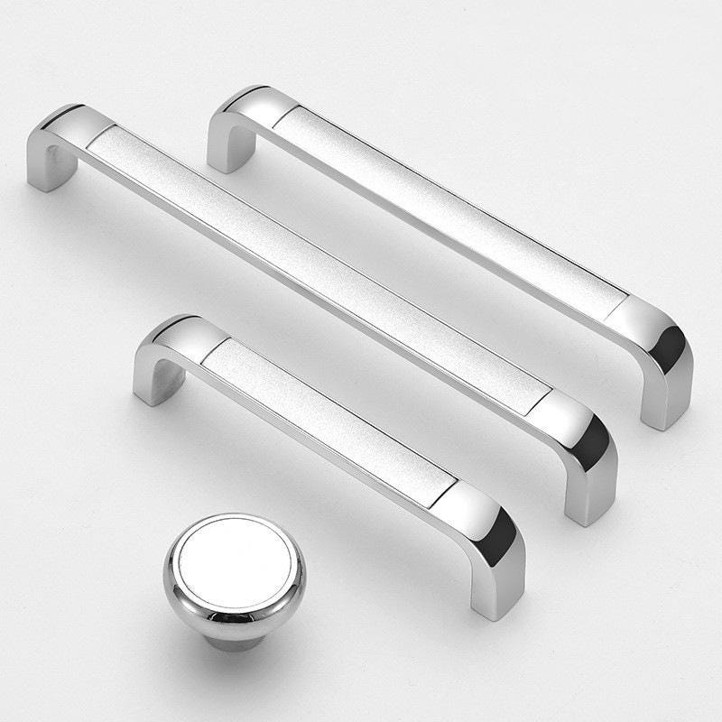 Modern Minimalist Chrome Metal Cabinet Handles Art Deco Drawer Pulls Black White Knobs Luxury Furniture Hardware Kitchen Bathroom Wardrobe