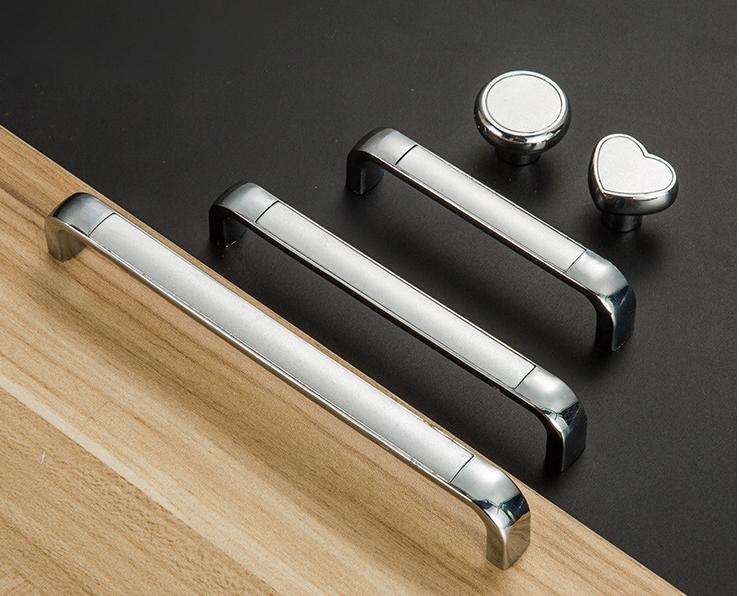 Modern Minimalist Chrome Metal Cabinet Handles Art Deco Drawer Pulls Black White Knobs Luxury Furniture Hardware Kitchen Bathroom Wardrobe