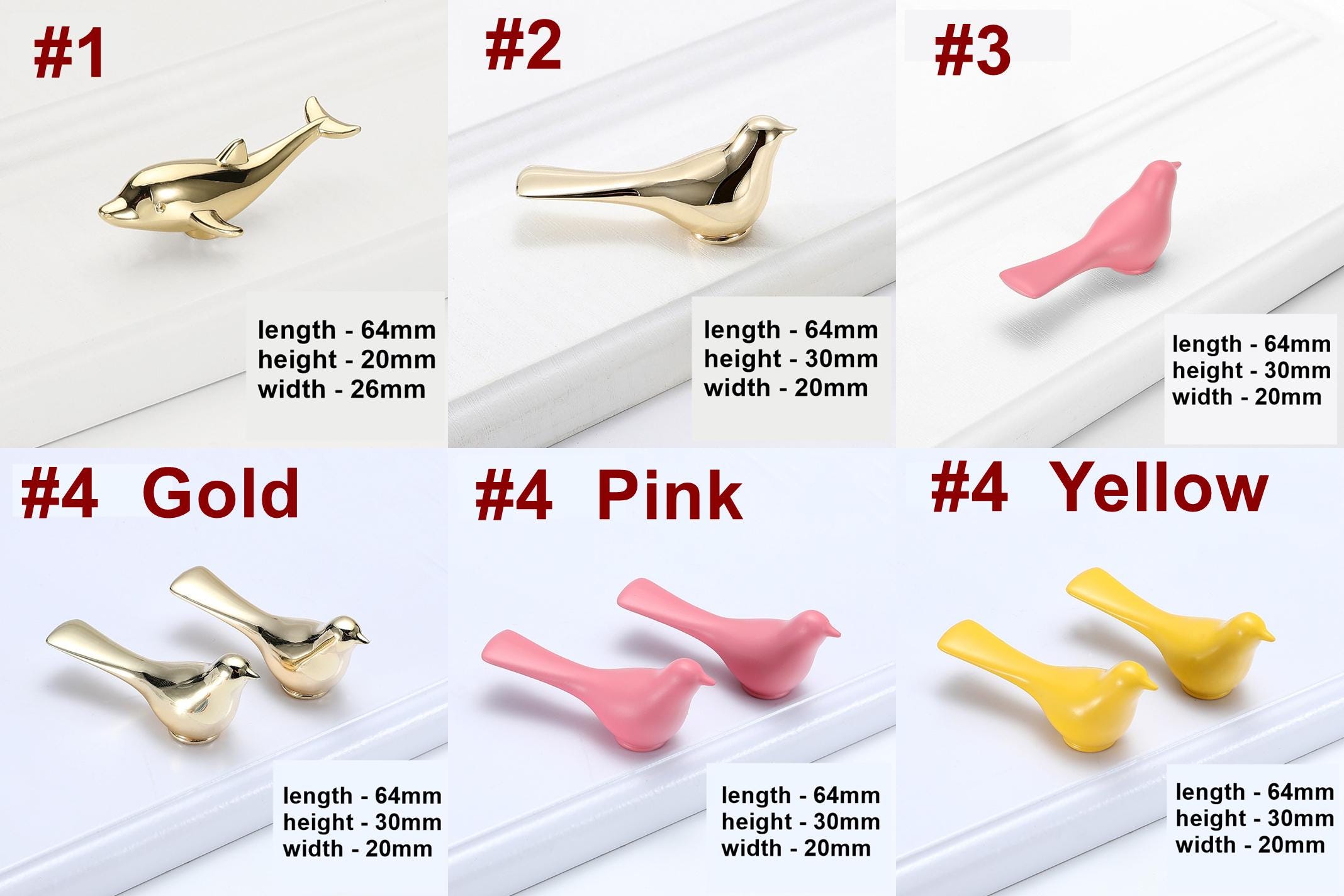 Colorful Bird Shaped Drawer Metal Cabinet Knobs Pull Handles Kids Room Furniture Scandinavian Style Dresser Wardrobe Closet Cupboard Doors