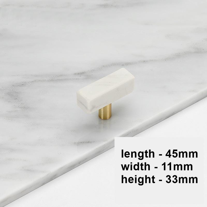 White Marble Metal Cabinet Handles Gold Base Modern Minimalist Drawer Pulls Kitchen Bathroom Closet Dresser Contemporary Loft Art Deco Style