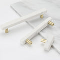 Alloy Art Deco Cabinet Pulls & Knobs - White Finish for Wardrobes - T-Shape / 1pc