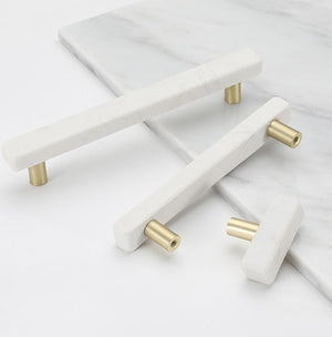 Alloy Art Deco Cabinet Pulls & Knobs - White Finish for Wardrobes - T-Shape / 1pc