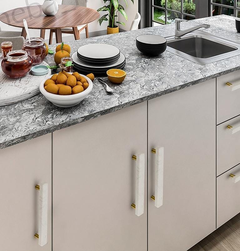 White Marble Metal Cabinet Handles Gold Base Modern Minimalist Drawer Pulls Kitchen Bathroom Closet Dresser Contemporary Loft Art Deco Style