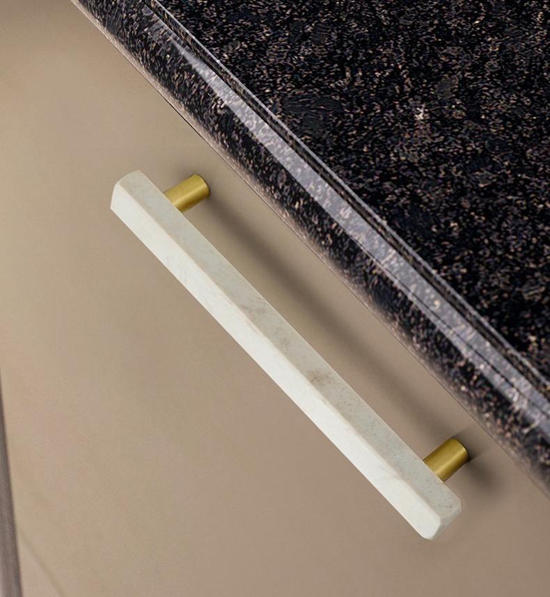 White Marble Metal Cabinet Handles Gold Base Modern Minimalist Drawer Pulls Kitchen Bathroom Closet Dresser Contemporary Loft Art Deco Style