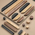 Wood Drawer Handles Modern Scandinavian Cabinet Pulls Black Oak Walnut Kitchen Dresser Closet Furniture Eco Friendly Minimalist Interior