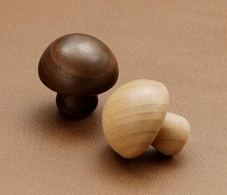 Wood Mushroom Metal Cabinet Knobs Drawers Dresser Closet Nursery Furniture Minimalist Scandinavian Style Eco Natural Handle Walnut And Beech