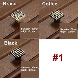 Solid Brass Geometric Cabinet Pulls & Knobs - Black Finish Hardware - #1 Coffee / 1pc