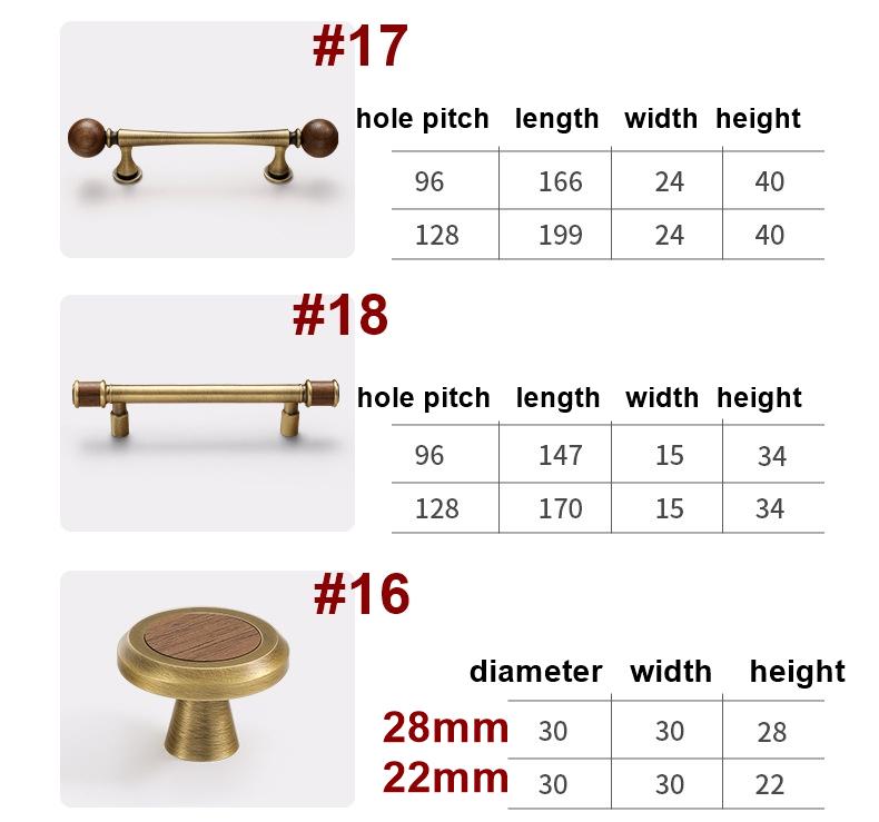 Vintage Wood Solid Brass Cabinet Handles Knobs Dresser Drawer Kitchen Wardrobe Classic Retro Rustic Loft Style Antique Furniture Pulls