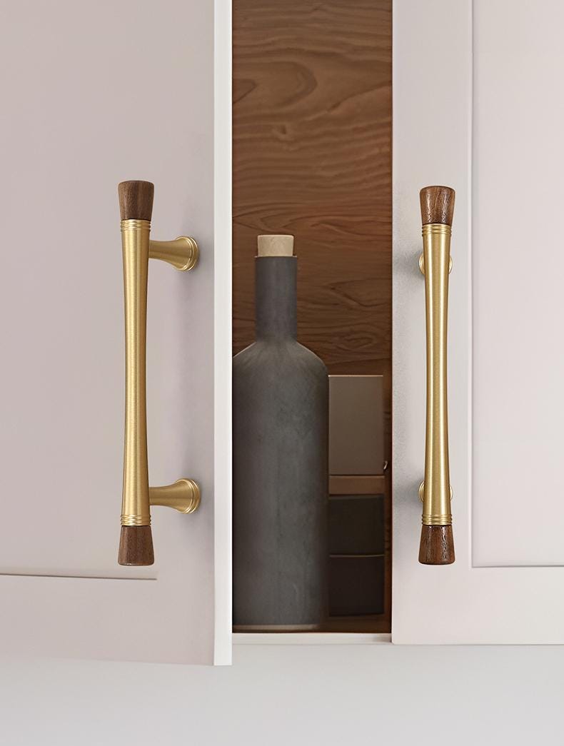 Solid Brass Wood Cabinet Handles Drawer Pulls Kitchen Dresser Wardrobe Vintage Rustic Retro Style T Bar Knobs Gold Furniture Hardware
