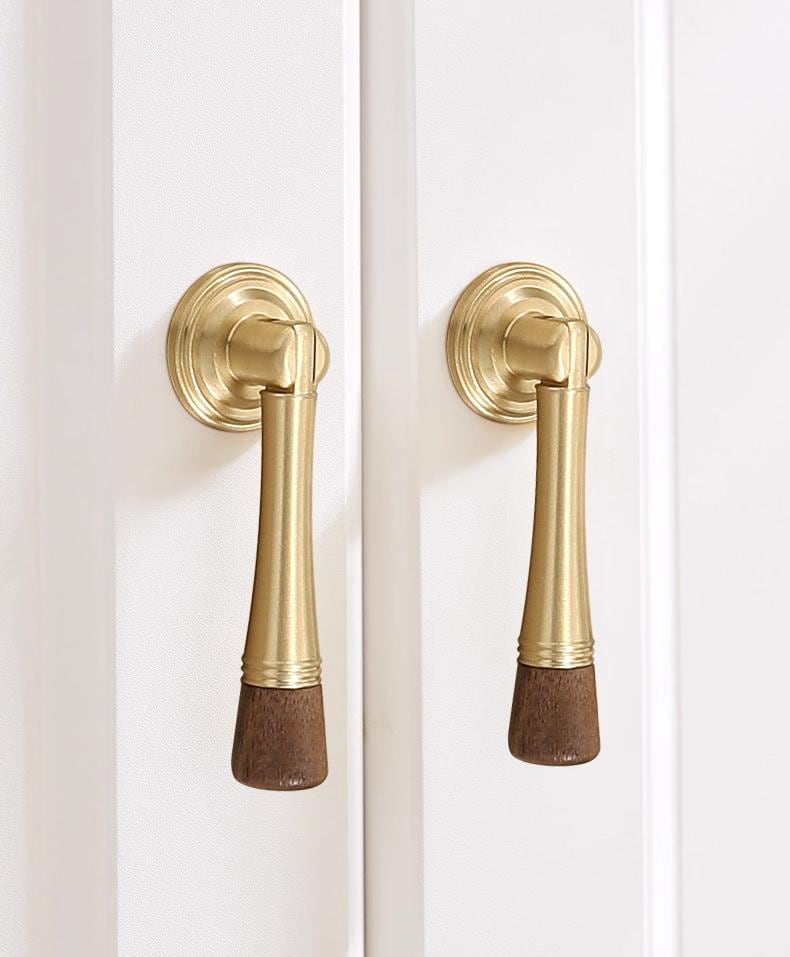 Solid Brass Wood Cabinet Handles Drawer Pulls Kitchen Dresser Wardrobe Vintage Rustic Retro Style T Bar Knobs Gold Furniture Hardware