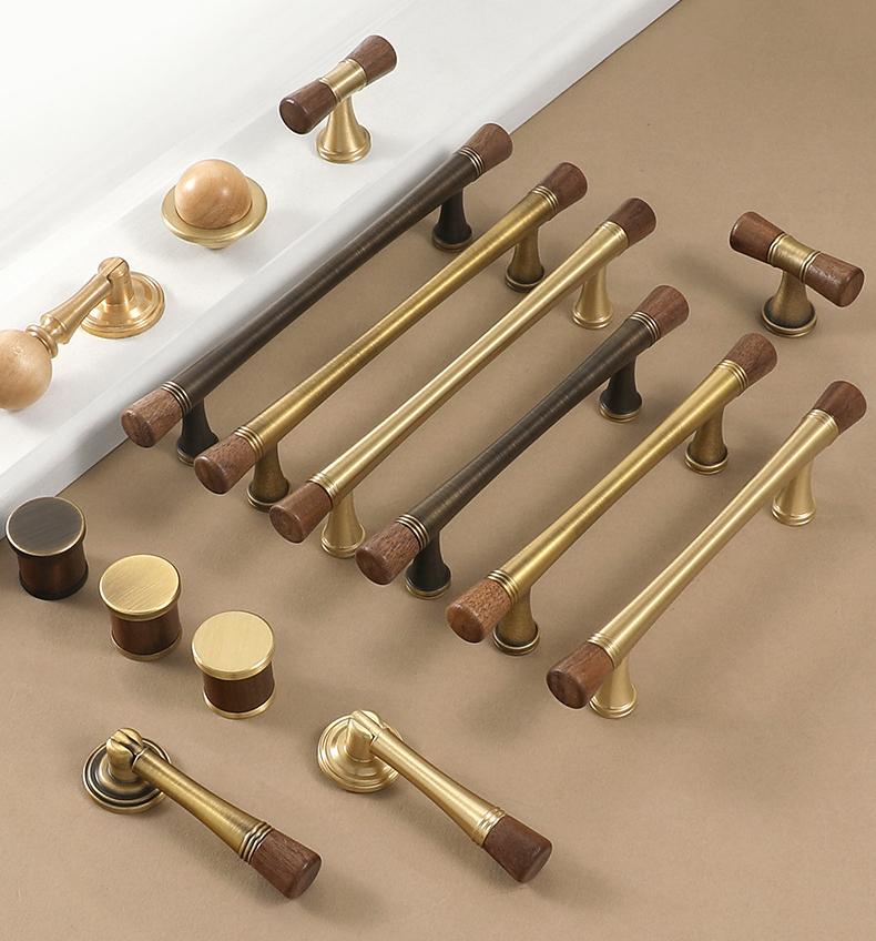 Solid Brass Wood Cabinet Handles Drawer Pulls Kitchen Dresser Wardrobe Vintage Rustic Retro Style T Bar Knobs Gold Furniture Hardware
