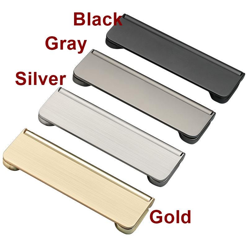 Modern Minimalist Metal Cabinet Pulls Rectangular Drawer Handles Gold Black Silver Wardrobe Furniture Handles High Tech Kitchen Hardware